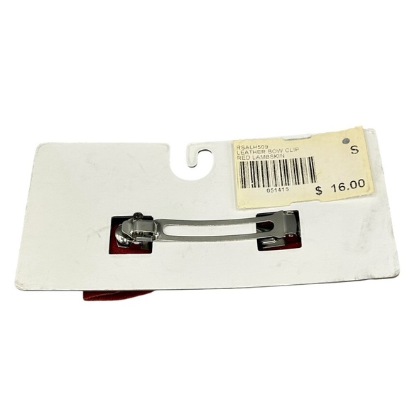 AMERICAN APPAREL RED LAMBSKIN LEATHER HAIR BOW CLIP RETRO CLASSIC STATEMENT - Picture 2 of 3